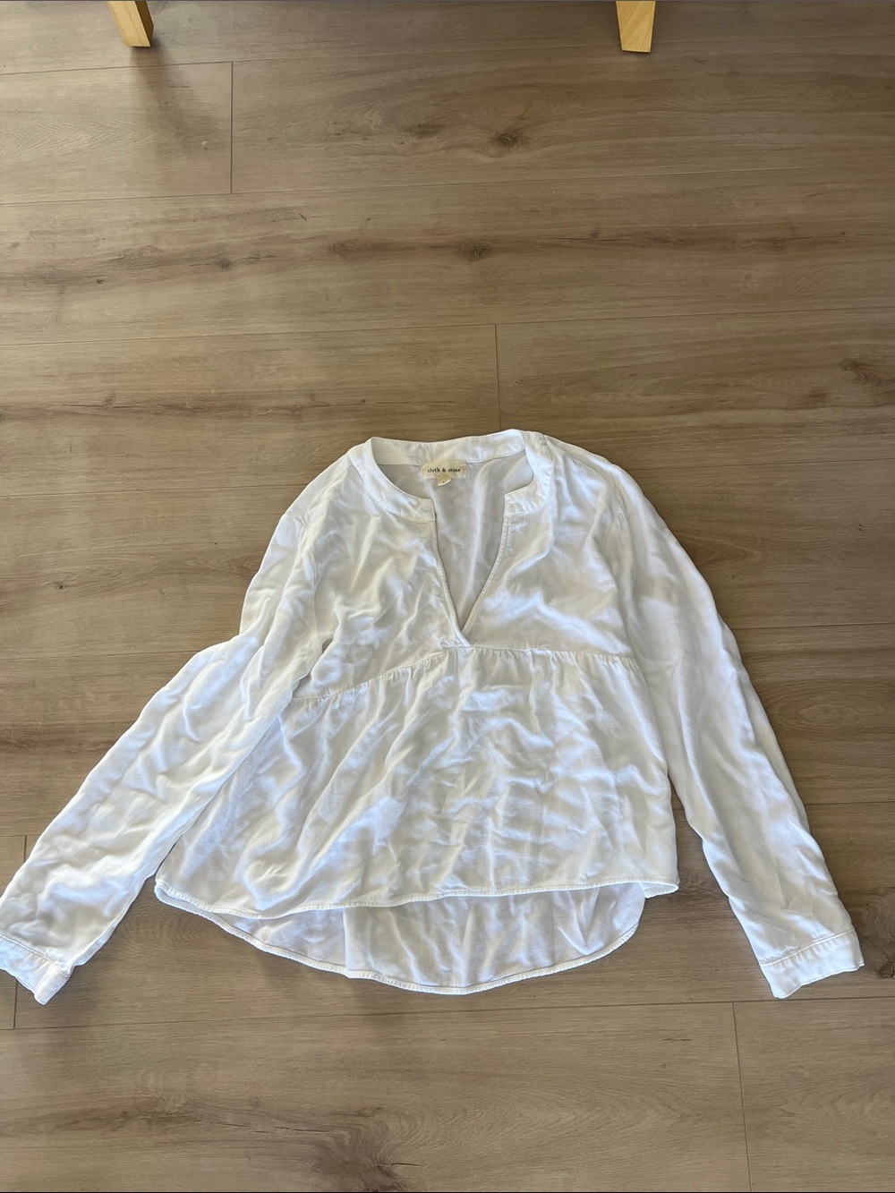 Cloth and Stone Anthropologie white Peasant Blouse Long Sleeve Top - M